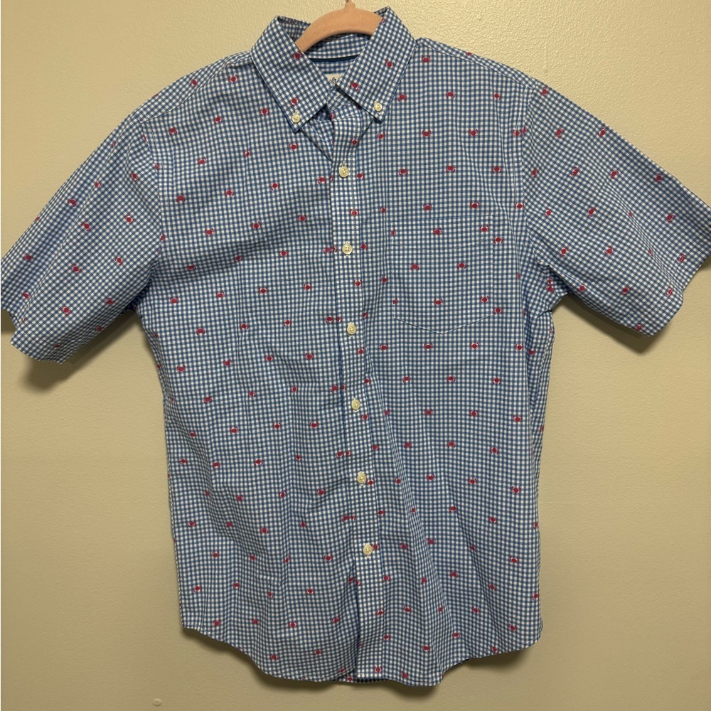Croft and Barrow Plaid Lobster Button Down Shirt Blue